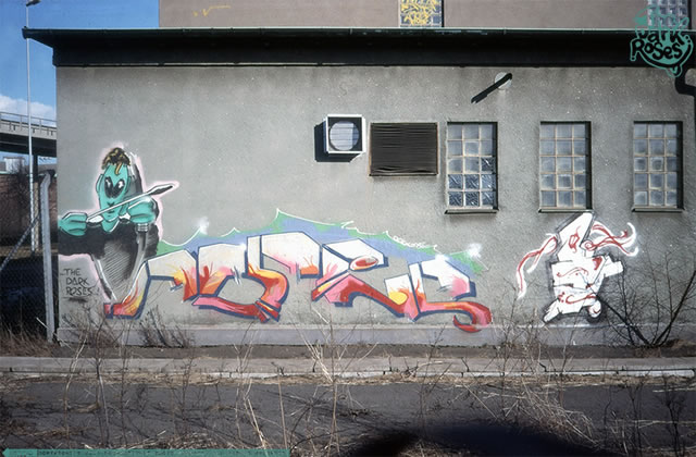 Roses by DoggieDoe and Spraycan by Freeze - The Dark Roses - Göteborg, Sweden 1987
